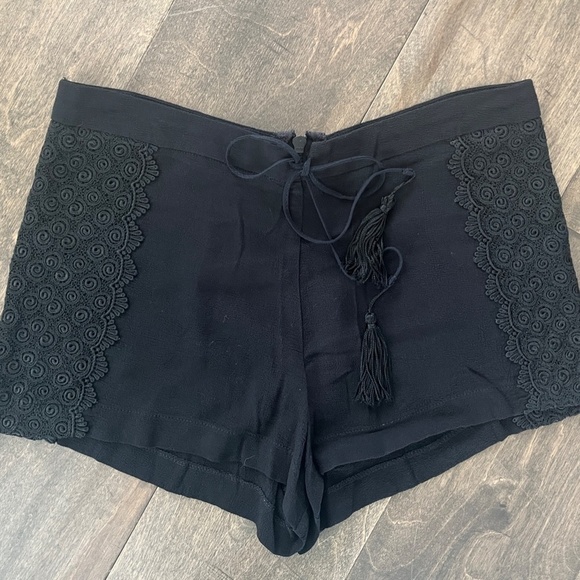 Reformation Shorts Black with Lace Sides and Zipper - Picture 1 of 12